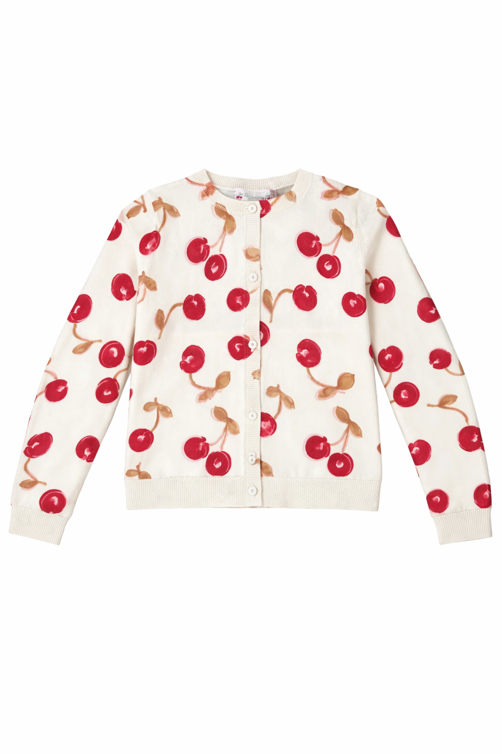 Cardigan per bambina Bonpoint bianco con stampa Cherry all-over S06GCAK00021 625 BONPOINT KIDS 