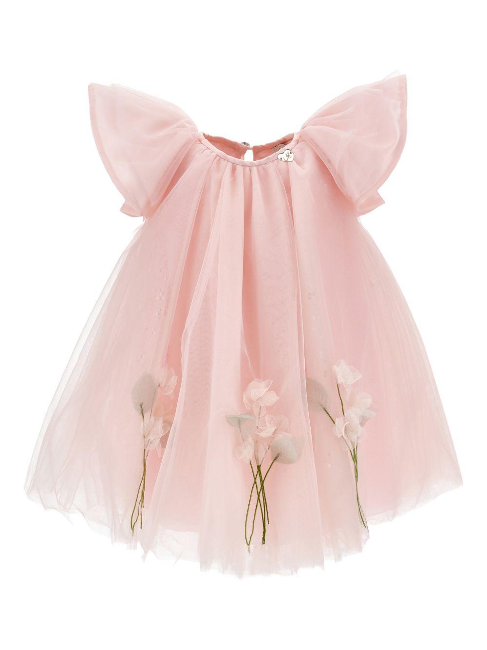 Abito per neonata Monnalisa rosa con dettaglio a fiori 73G904 7747 0091 MONNALISA KIDS 