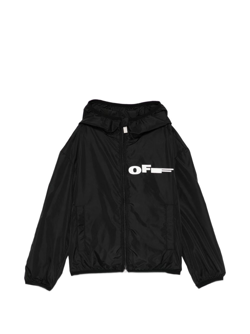 Giubbino per bambino Off-White Kids nero con logo sul davanti 44BEB003S26F001 001 OFF WHITE KIDS 