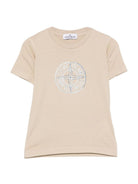 T-shirt per bambino Stone Island Junior beige con caratteristico logo sul davanti K2S162100008S0264 V0095 STONE ISLAND JUNIOR 