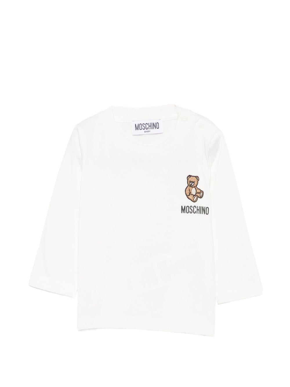 T-shirt per neonati Moschino Kids bianca con ricamo Teddy Bear MUO01DLAA10 10063 MOSCHINO KIDS 