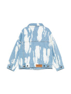 Giubbino con applicazione PA per bambino Palm Angels Kids azzurro con polsini con abbottonatura PBYE001S25DEN001 4540 PALM ANGELS KIDS 