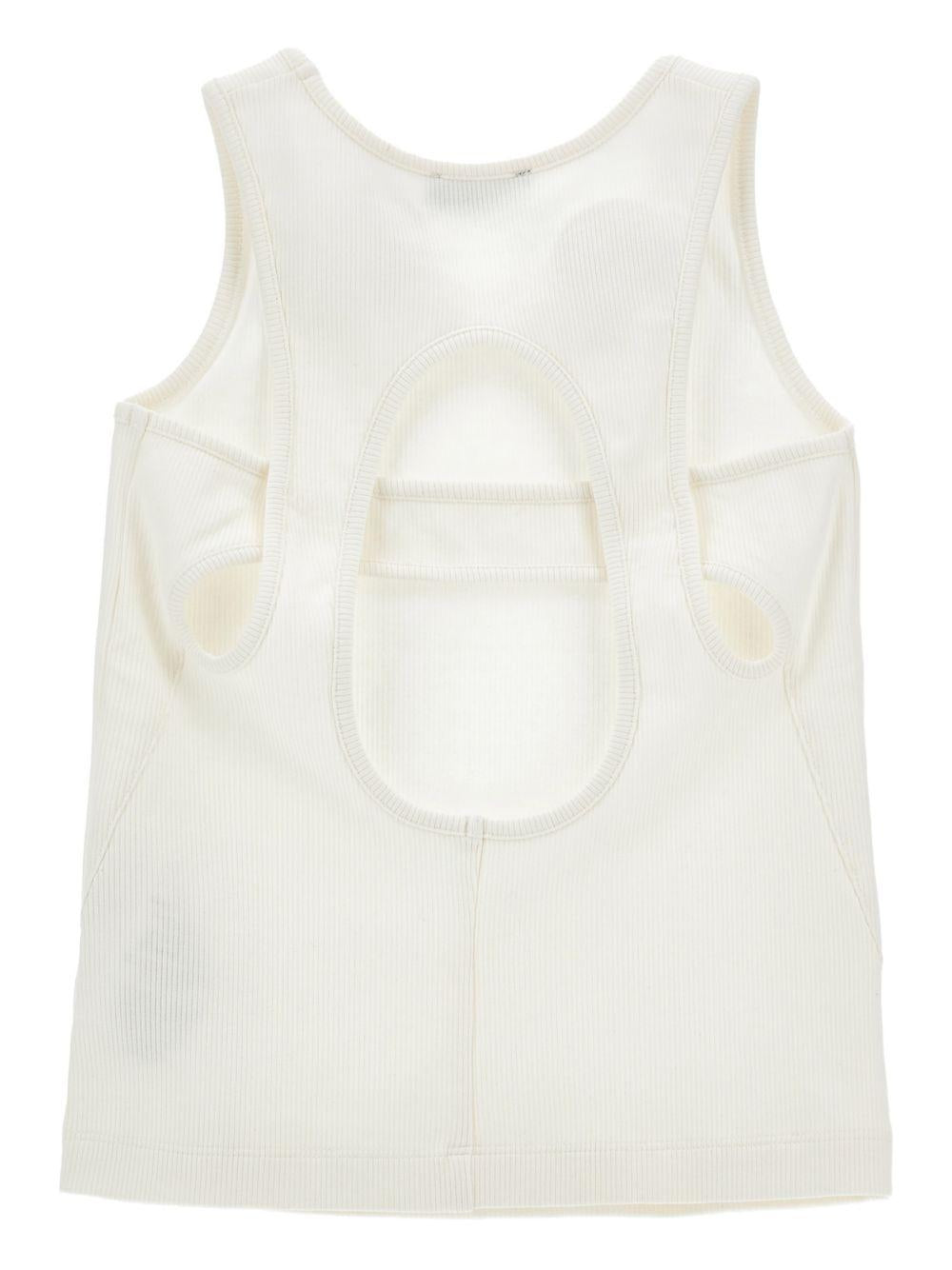 Top per bambina Monnalisa bianco a coste con dettaglio cut-out 49G600 7041 0001 MONNALISA KIDS 