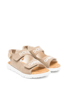 Sandali per bambini Dolce & Gabbana Kids beige con logo sul davanti DA5345 AW520 8H065 DOLCE & GABBANA KIDS 