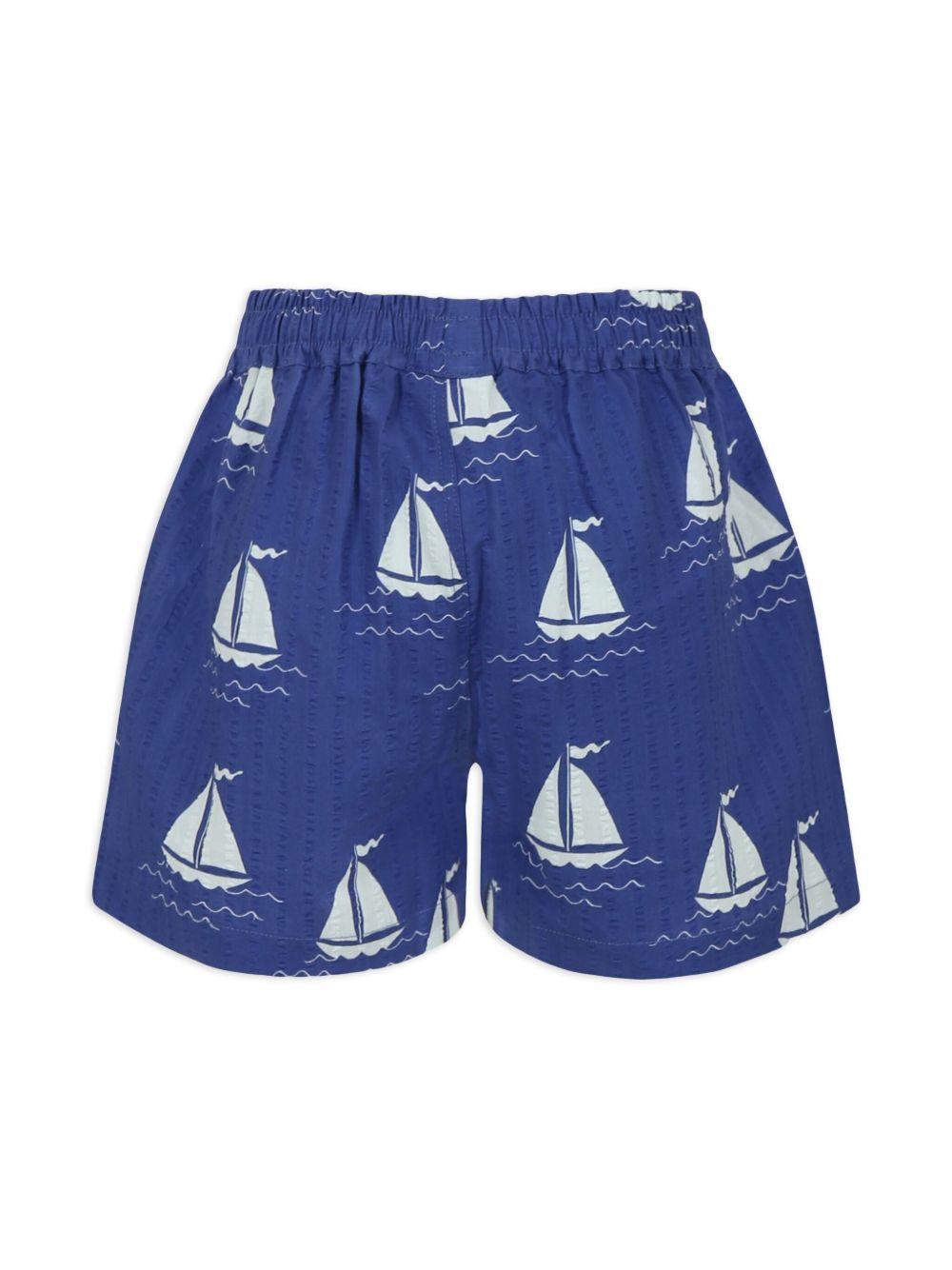 Pantaloncini Barche a vela per bambino Mini Rodini blu con orlo dritto 2523016460 BLUE MINI RODINI KIDS 