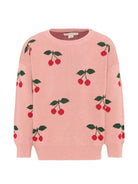 Maglione per bambina Konges Sløjd  rosa con ricamo ciliegie all-over KS104928 CHERRY KONGES SLOJD KIDS 