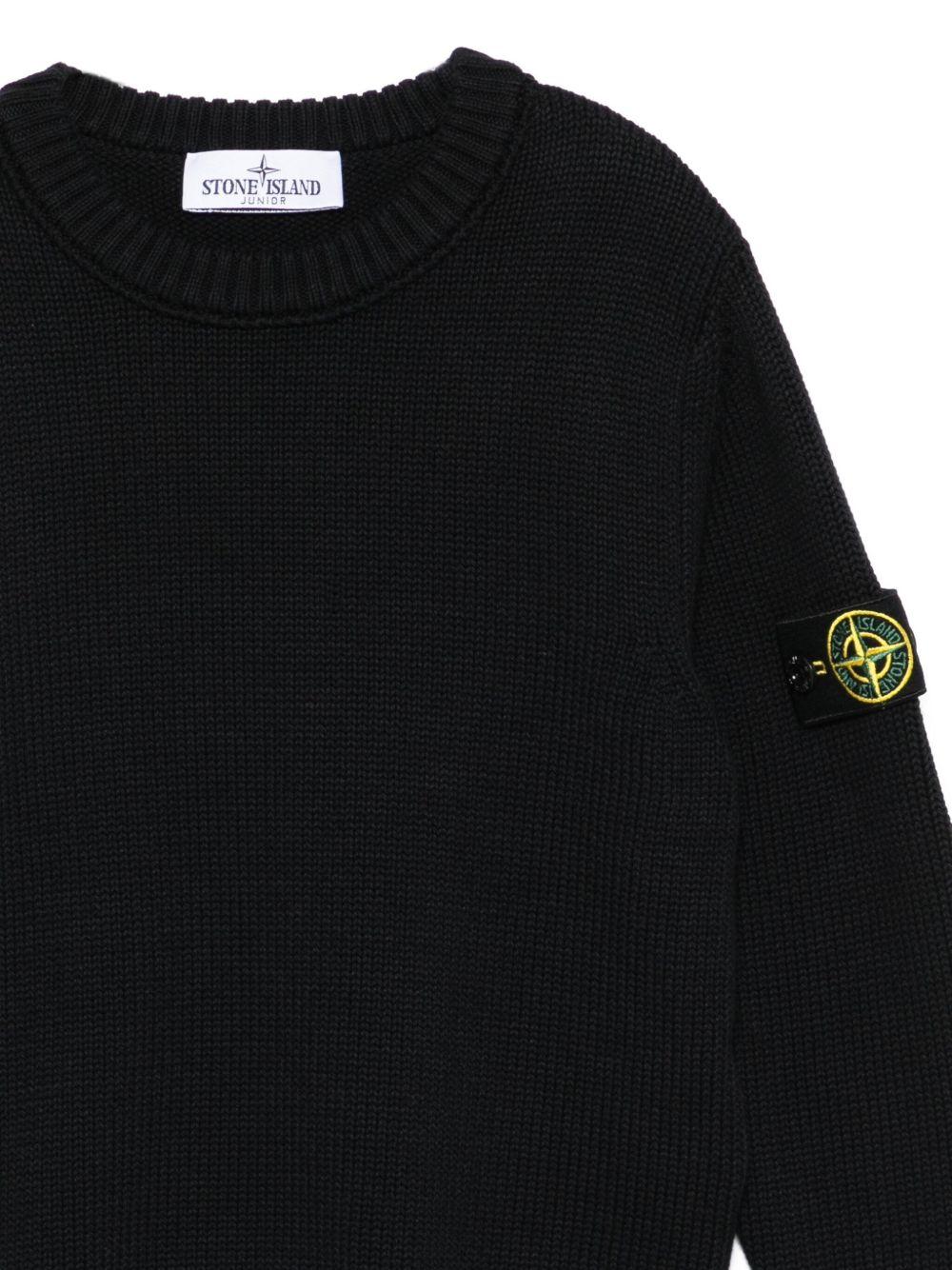 Maglione per bambino Stone Island Junior nero con logo K2S165100019S01A2 V0029 STONE ISLAND JUNIOR 