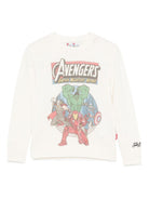Maglione per bambino MC2 Saint Barth Kids x Marvel bianca con stampa grafica Avengers DOU0019 00342I MC2 ST. BARTH KIDS 