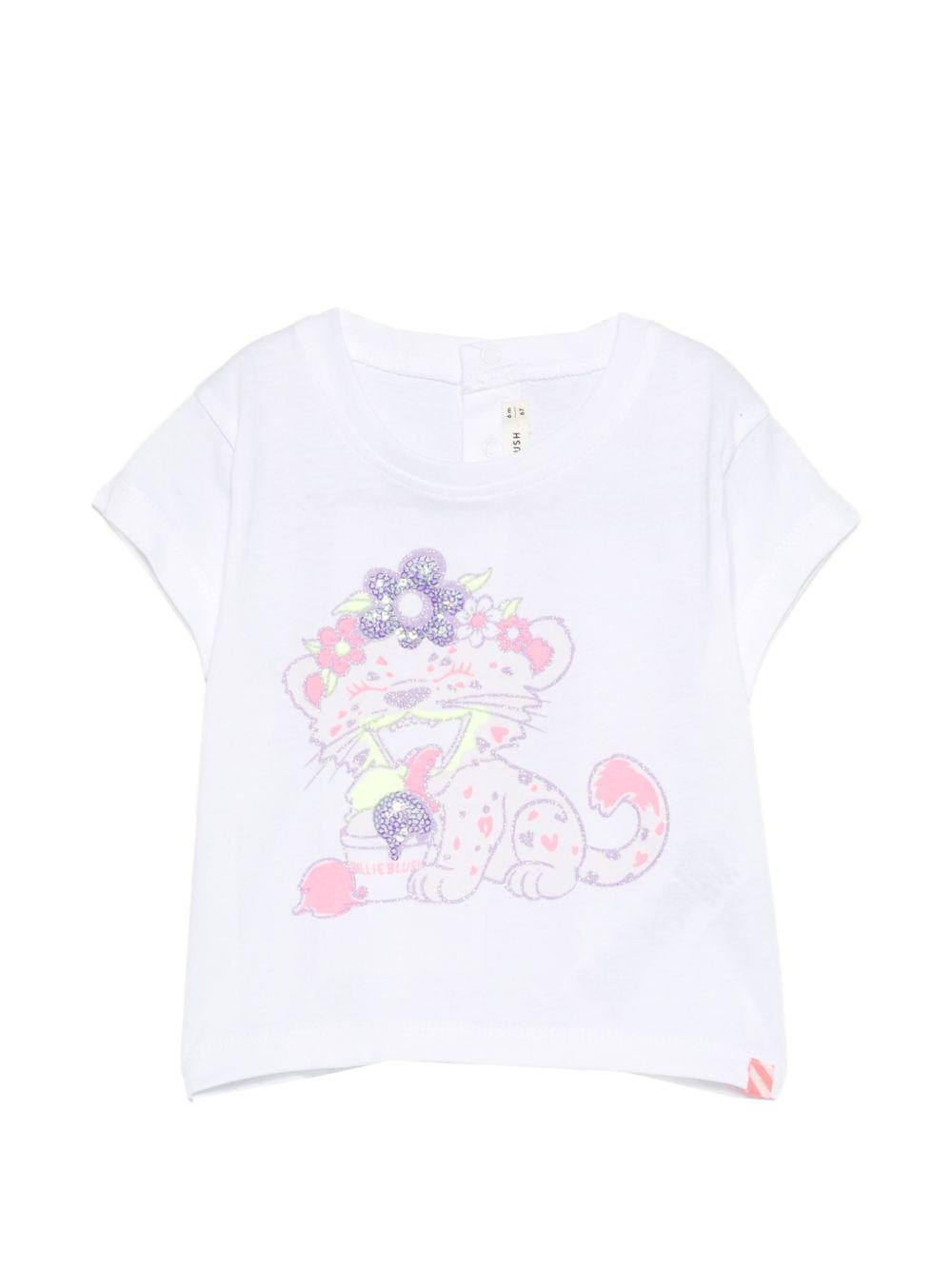 T-shirt per neonata Billieblush bianca con stampa grafica U21778 10P BILLIEBLUSH KIDS 