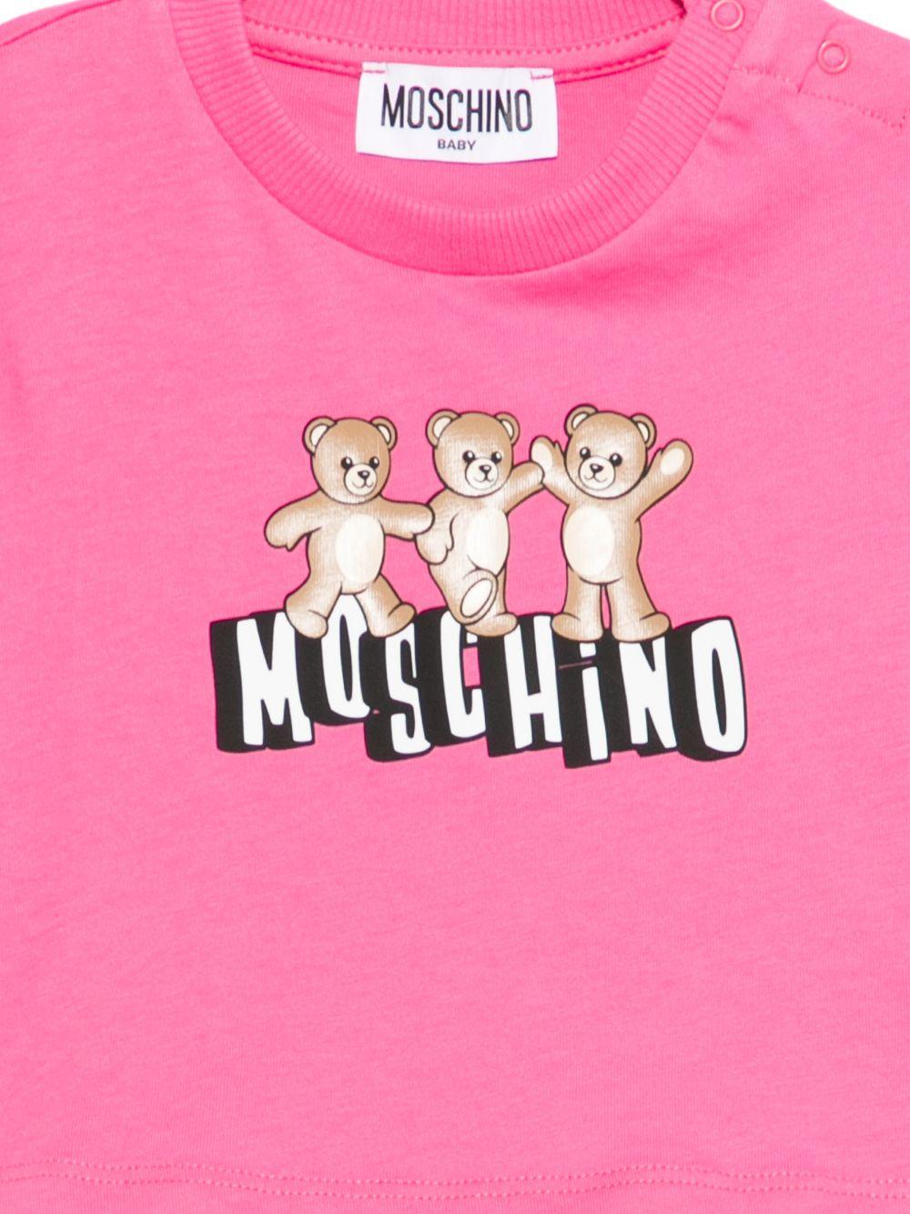 T-shirt per neonata Moschino Kids fucsia con ruches MDM03QLAA17 50533 MOSCHINO KIDS 