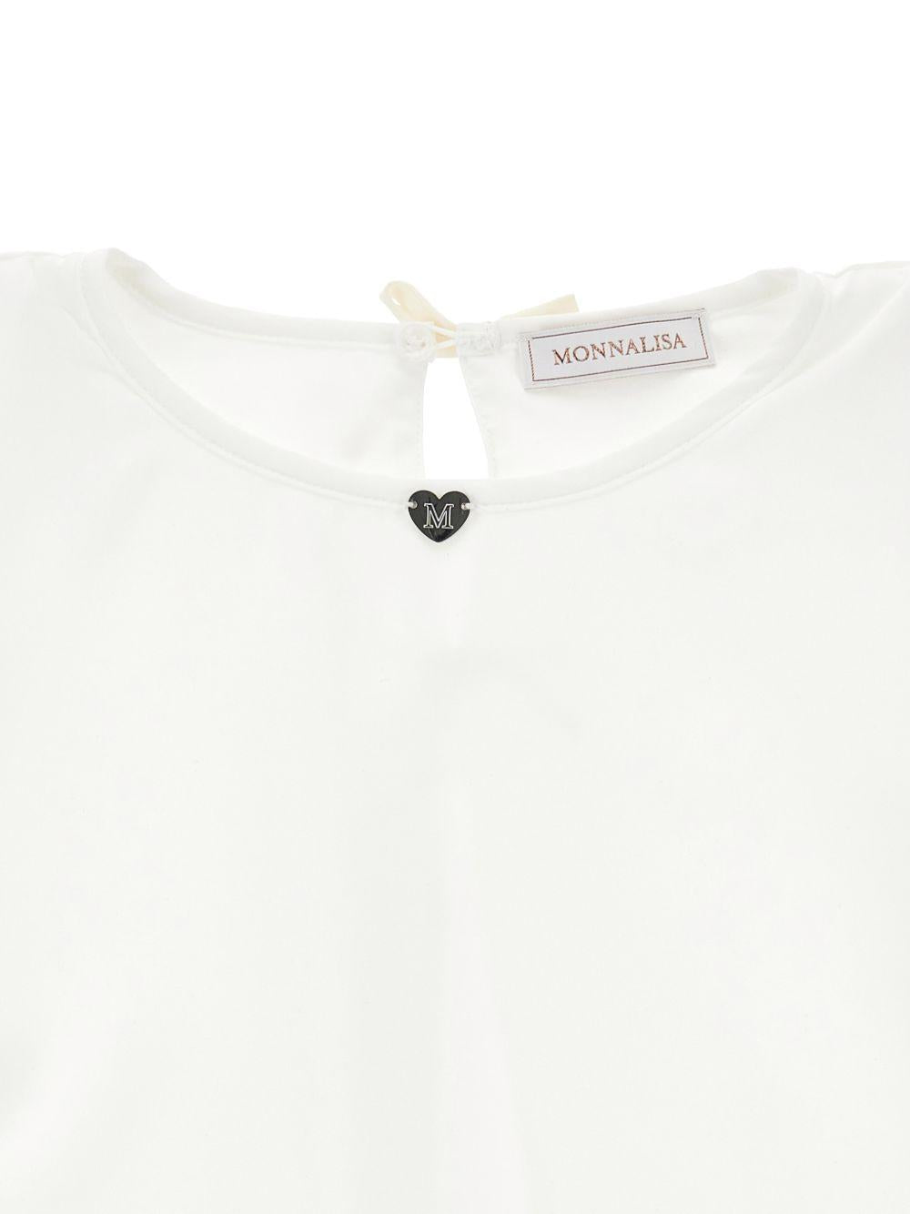 Blusa per bambina Monnalisa bianca con dettaglio fiocco posteriore 17G303 7113 0001 MONNALISA KIDS 