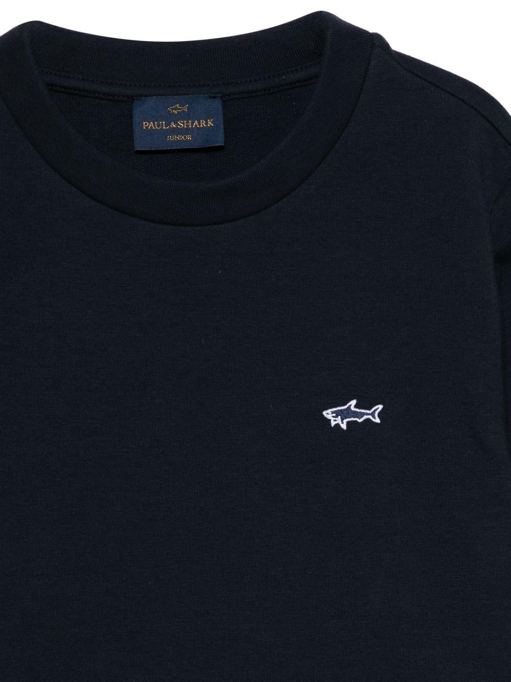 Felpa per bambino Paul & Shark Kids blu con ricamo squalo sul davanti WUF00ALDA60 42370 PAUL & SHARK KIDS 