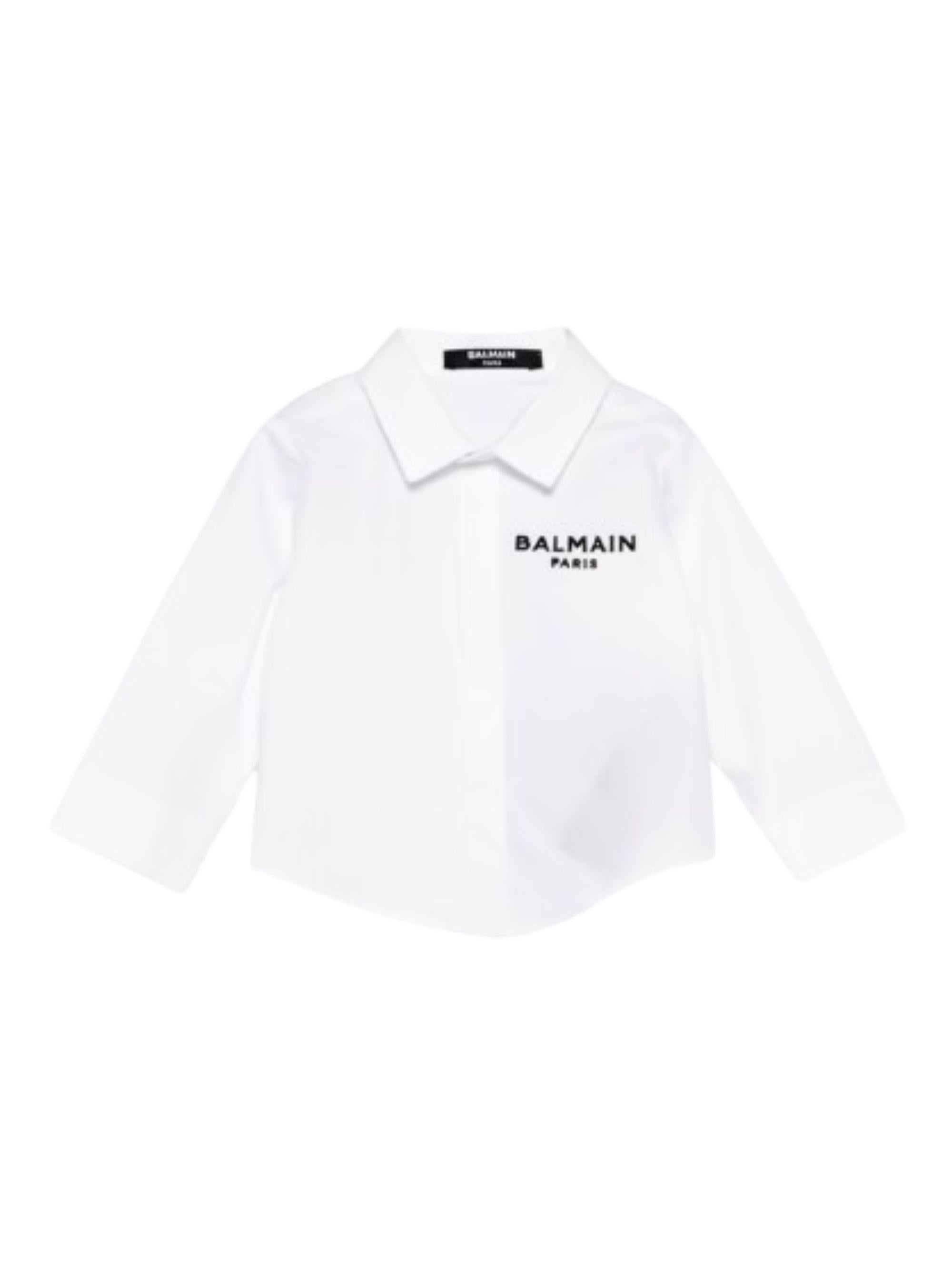 Camicia da neonato Balmain Kids bianca con logo ricamato BY5530 P0562 100NE BALMAIN KIDS 