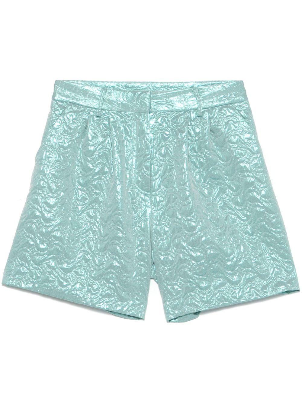 Shorts per donna Merci verde acquamarina in lamé P287P UNICO MERCI 