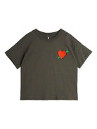 T-shirt per bambina Mini Rodini nero con applicazione a cuore 2522012499 BLACK MINI RODINI KIDS 