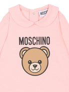 Tutina per neonato Moschino Kids rosa con stampa Teddy Bear MUY098LCA19 50209 MOSCHINO KIDS 