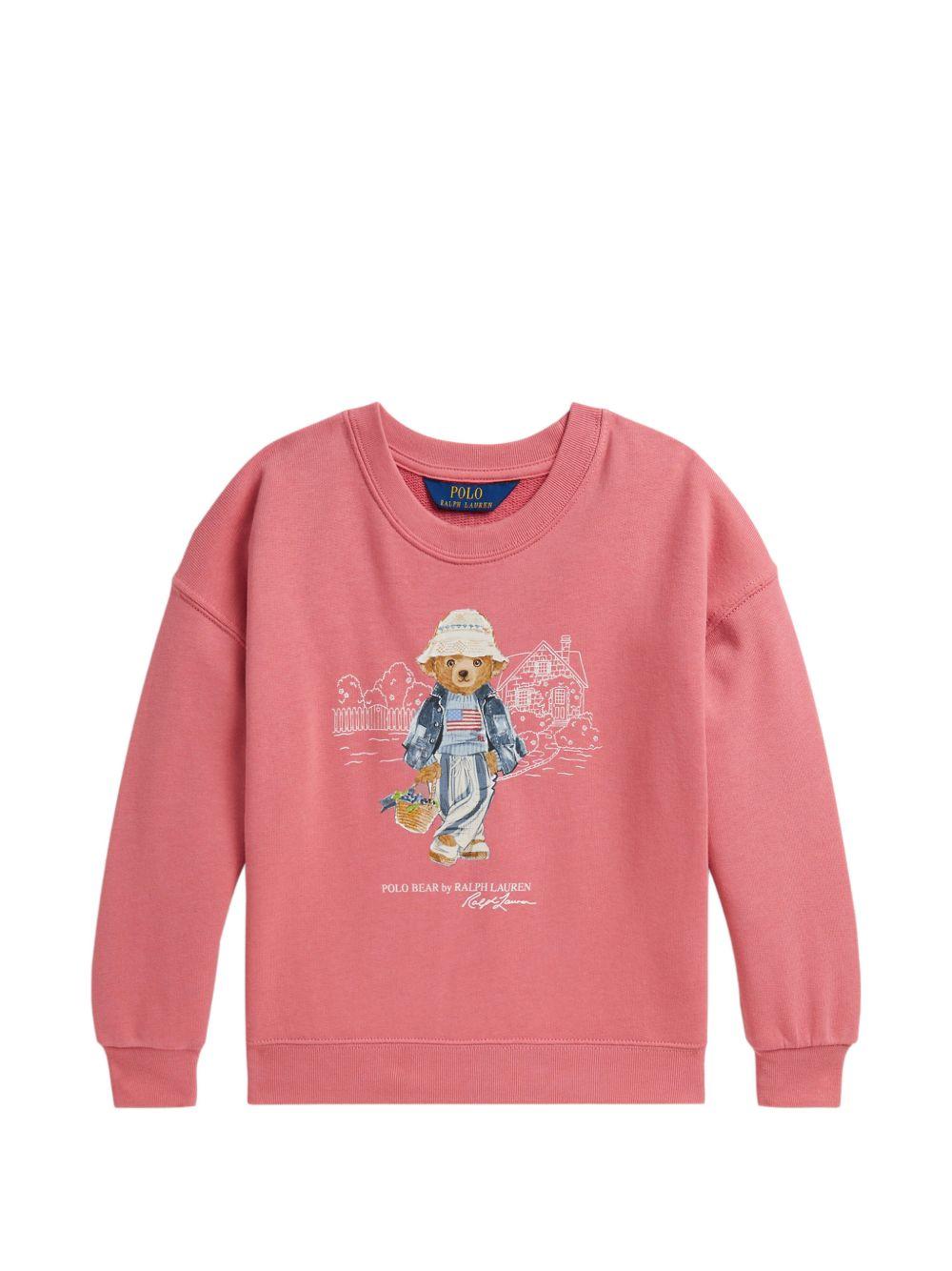 Felpa per bambina Polo Ralph Lauren Kids rosa con stampa Polo Bear 312A11783 001 Ralph Lauren kids 