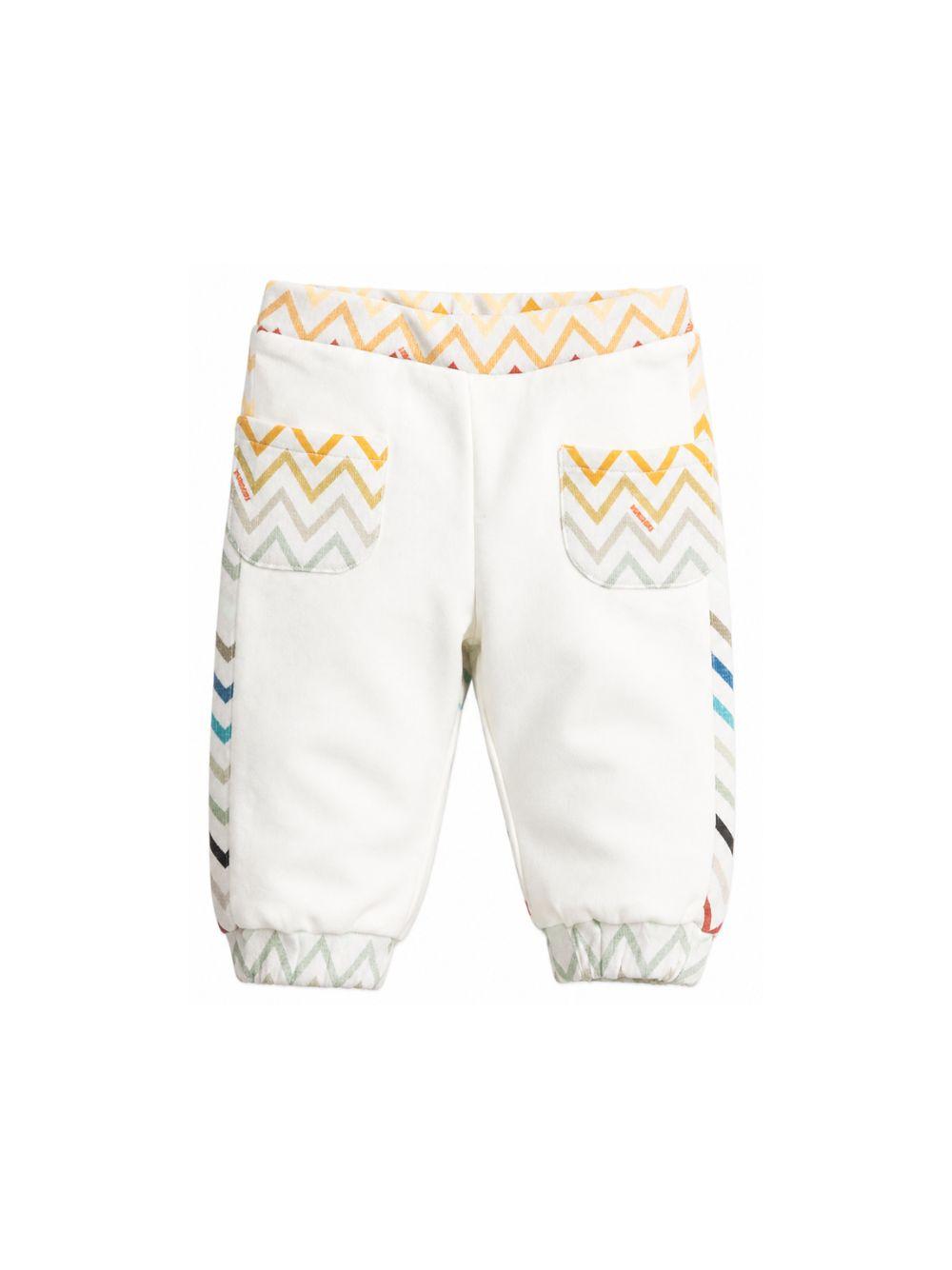 Pantaloni sportivi per neonato Missoni Kids bianchi con motivo a zigzag MZ6300 Z3183 102MC MISSONI KIDS 