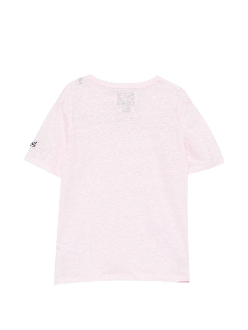 T-shirt per bambini MC2 Saint Barth Kids rosa con logo sulla manica ALE0002 00142L MC2 ST. BARTH KIDS 