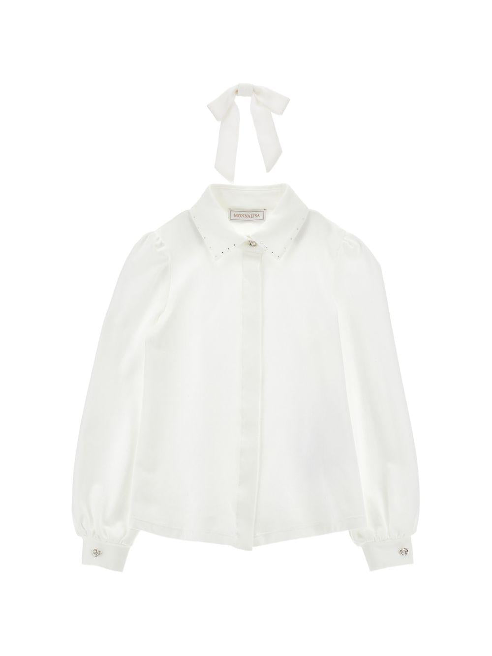 Camicia per bambina Monnalisa Kids bianca con colletto a strass 18HAZZ 8201 0099 MONNALISA KIDS 