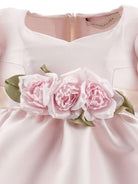 Abito per neonata Monnalisa rosa con dettaglio con fiocco e con fiore 73G903 7302 0091 MONNALISA KIDS 