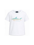 T-shirt per bambino Paul & Shark Kids bianca con stampa squalo sul davanti WUM00HLAA53 10101 PAUL & SHARK KIDS 