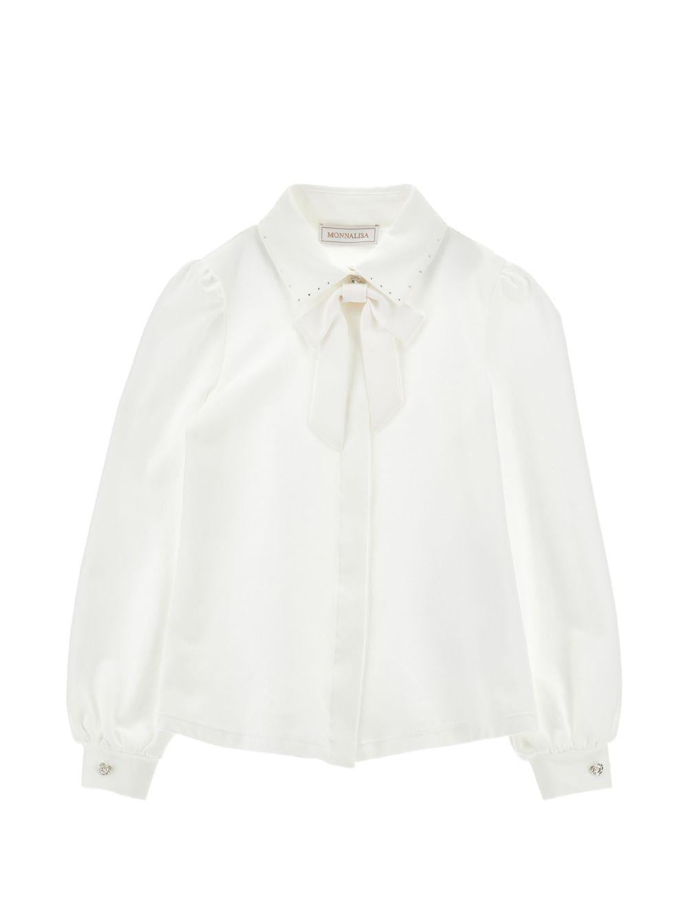 Camicia per bambina Monnalisa Kids bianca con colletto a strass 18HAZZ 8201 0099 MONNALISA KIDS 