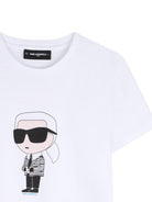 T-shirt per bambino Karl Lagerfeld Kids bianca con stampa grafica Z31096 10P KARL LAGERFELD KIDS 