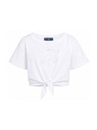T-shirt per bambina Ermanno Scervino Junior bianca con design crop Z1G609 7201 0099 ERMANNO SCERVINO KIDS 