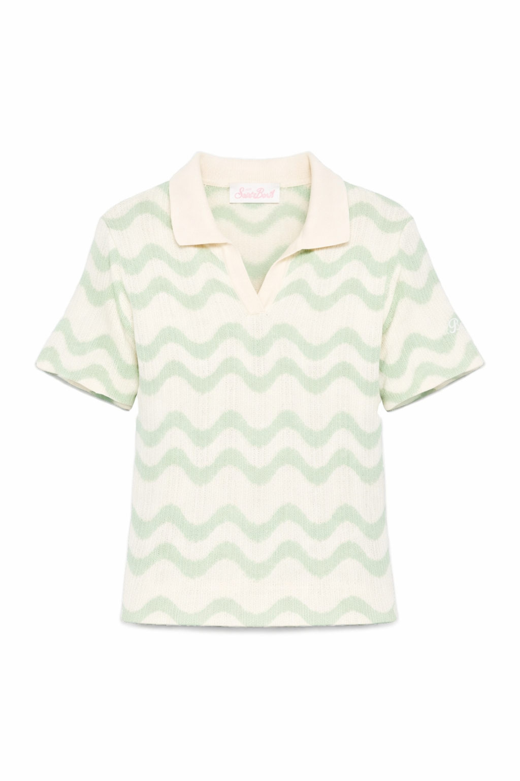 Maglia per bambina MC2 Saint Barth Kids beige con motivo ondulato LAA0002 00968L MC2 ST. BARTH KIDS 