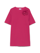 Abito per bambina Il Gufo rosso a fiori con maniche corte P25VM783N0074 364 IL GUFO 