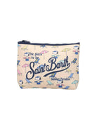 Pochette Aline MC2 Saint Barth x Peanuts beige con stampa grafica all-over ALIN001 00592L MC2 ST. BARTH KIDS 