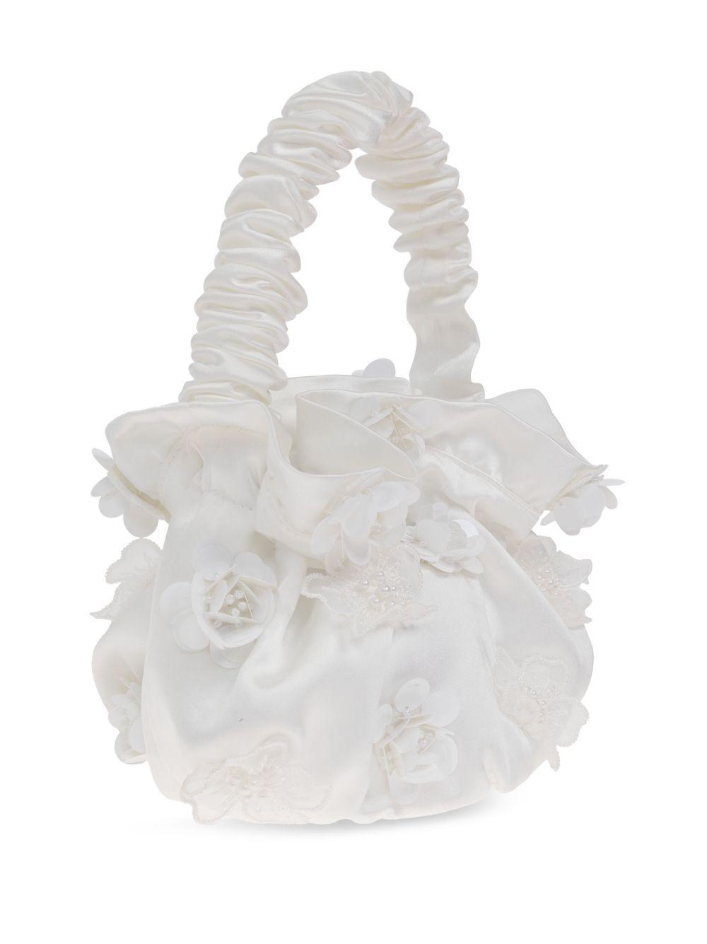 Borsa a spalla per bambina Self-Portrait Kids bianco con applicazione a fiori SS25-727-C CREAM SELF-PORTRAIT KIDS 