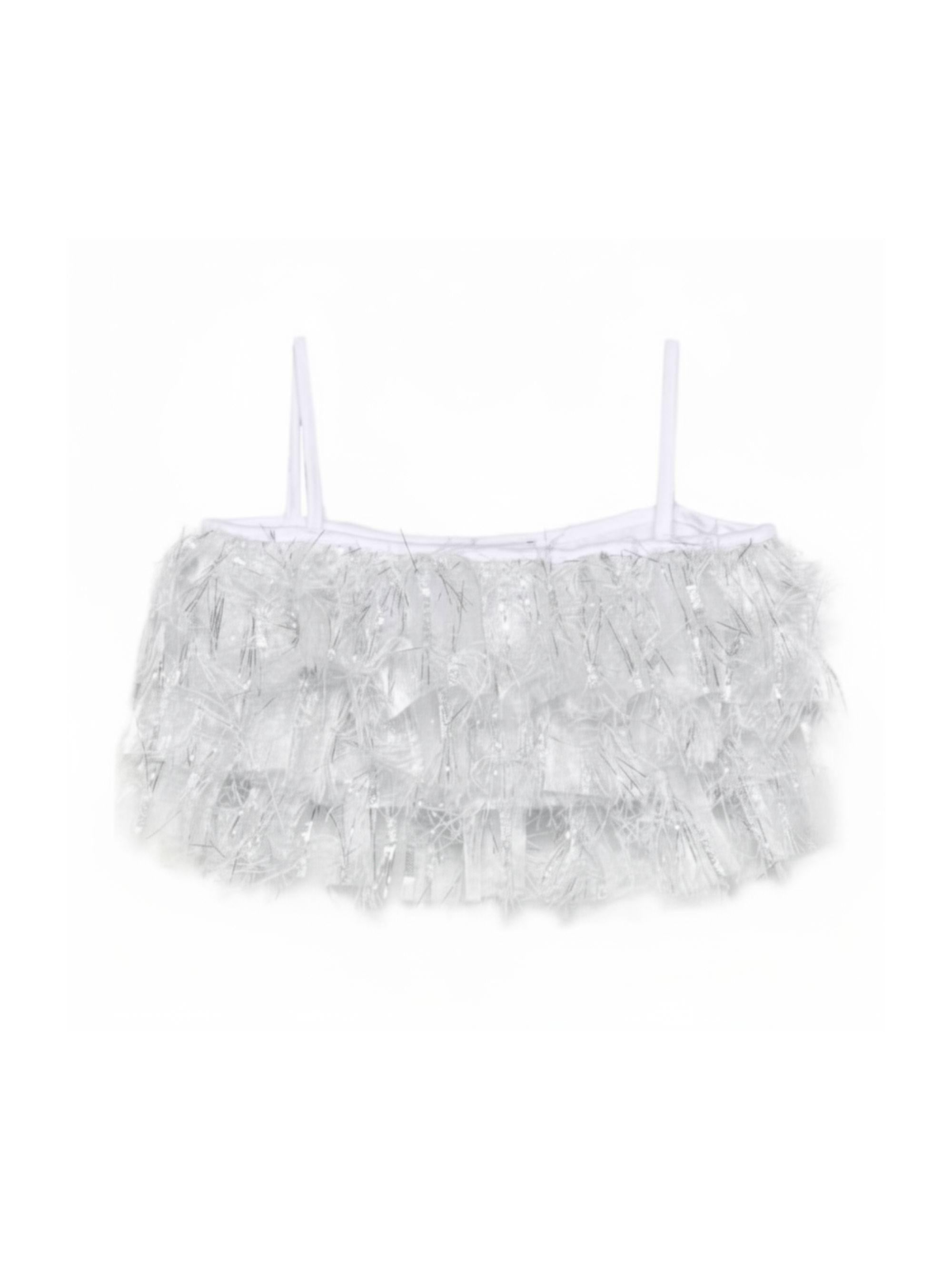 Top per bambina A'lapage bianco con dettaglio frange 25SAGTOP00090 BIANCO A'LAPAGE 
