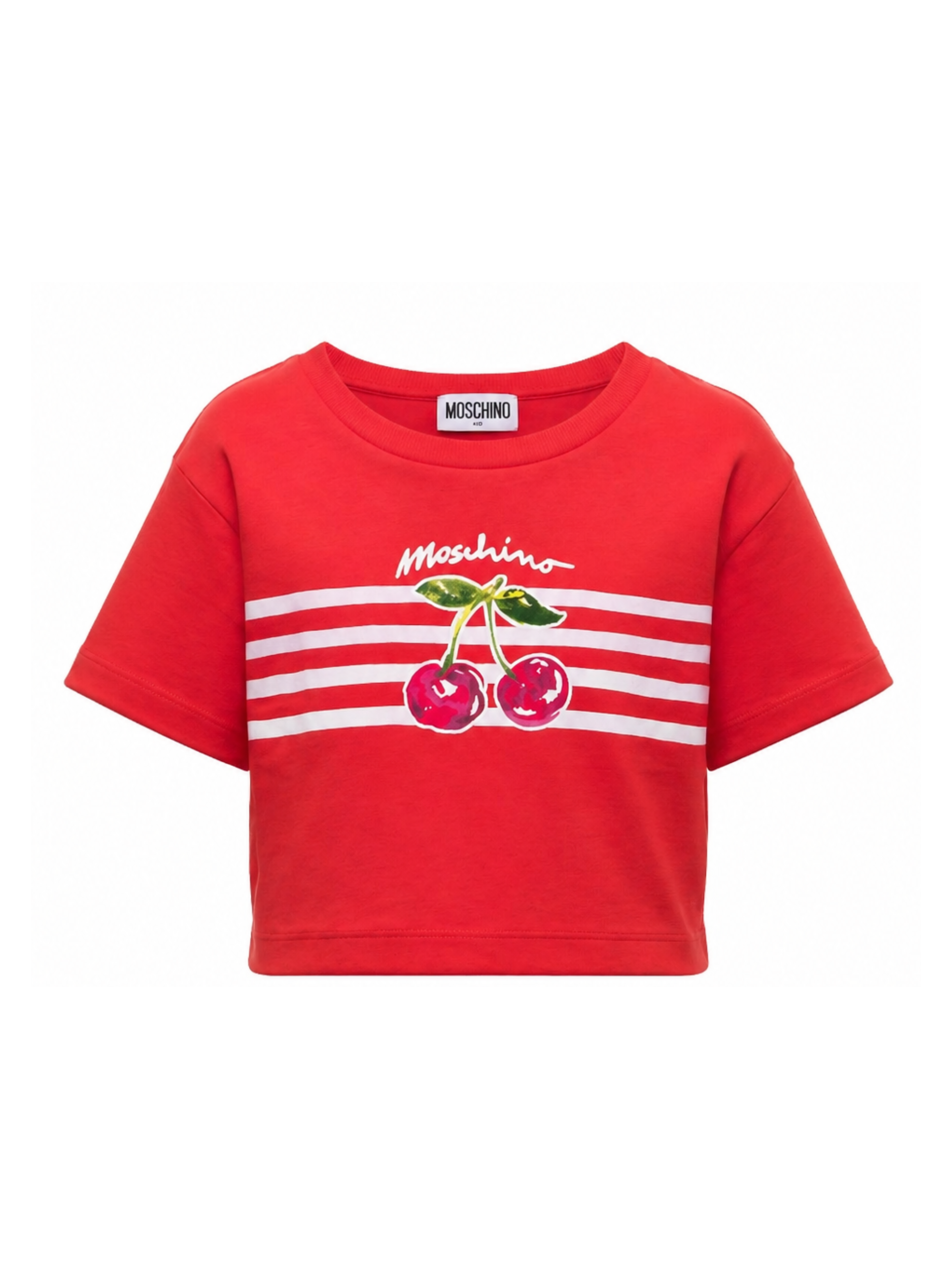 T-shirt per bambina Moschino Kids rossa con stampa ciliegie HDM06YLAA02 50109 MOSCHINO KIDS 