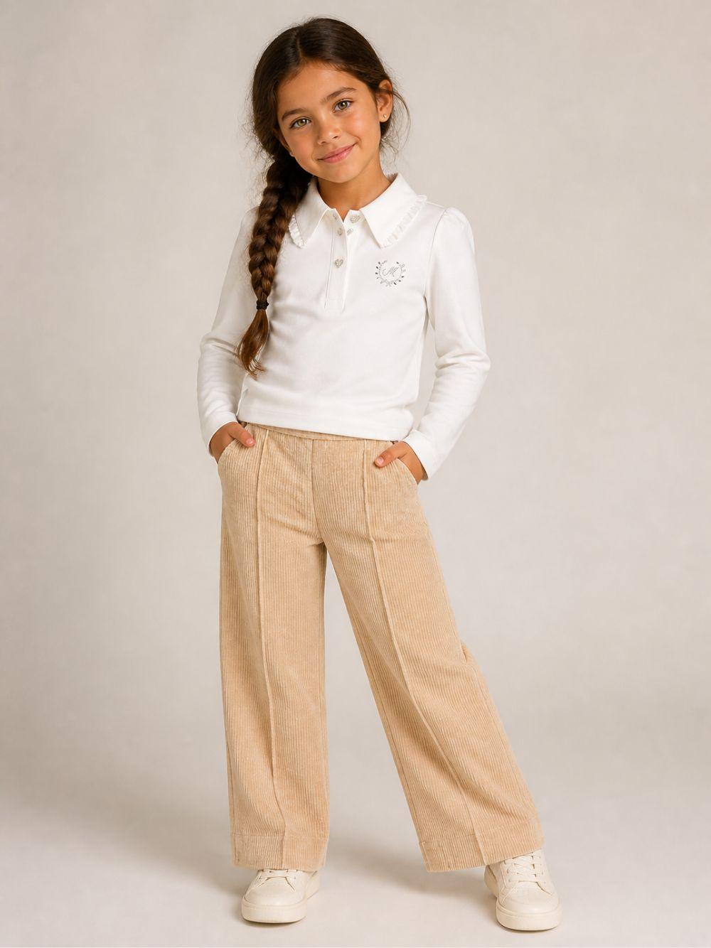 T-shirt per bambina Monnalisa Kids bianca con dettagli ruches 18HOZZ 8201 0099 MONNALISA KIDS 