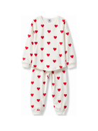Pigiama per bambini Petit Bateau Kids bianco con stampa a cuori rossi all-over A0DO0 02 PETIT BATEAU KIDS 