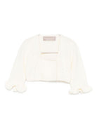Cardigan per neonata La Stupenderia bianco con polsini arricciati 1WCSC62 802 LA STUPENDERIA 