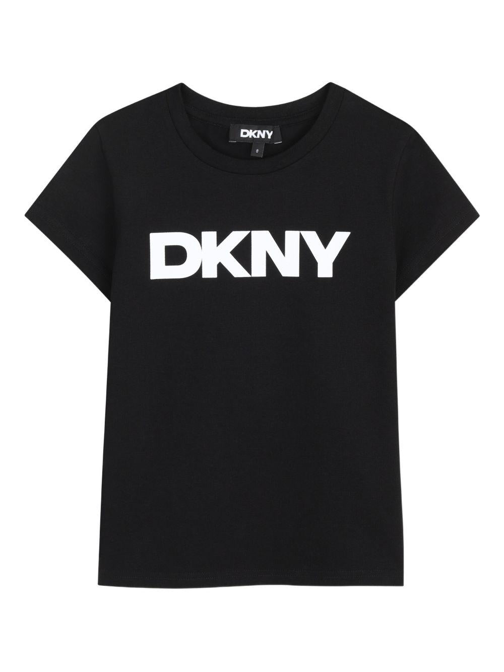 T-shirt per bambina Dkny Kids nera con dettaglio logo D62617 09B DKNY KIDS 