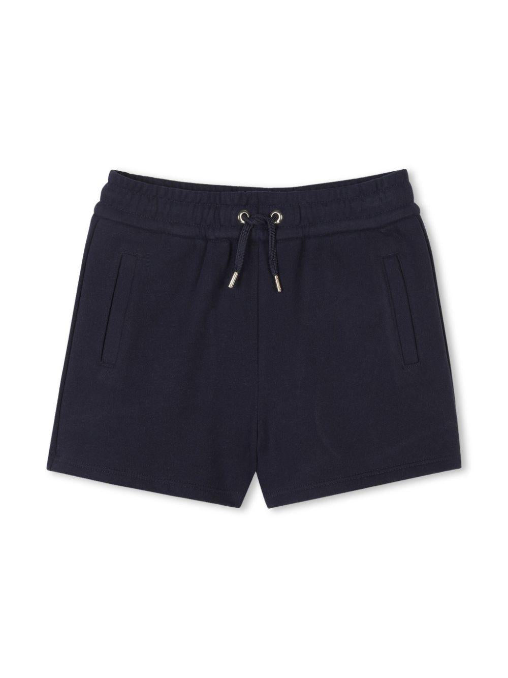 Shorts per bambina Chloé Kids blu in cotone biologico e logo sul retro C20464 859 CHLOE' KIDS 