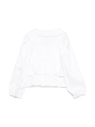 Blusa in popeline per bambina MSGM Kids bianco con orli elasticizzati S5MSJGBL128 001 MSGM KIDS 