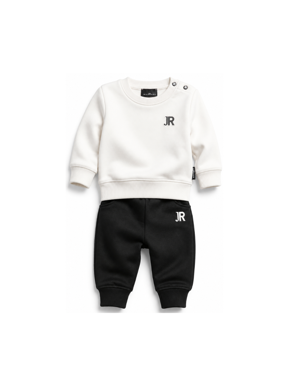 Completo per neonati John Richmond Kids bianco e nero con logo sul davanti RIA26011CF OFF-WHITE JOHN RICHMOND KIDS 