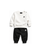 Completo per neonati John Richmond Kids bianco e nero con logo sul davanti RIA26011CF OFF-WHITE JOHN RICHMOND KIDS 