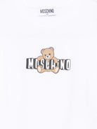 T-shirt per bambina Moschino Kids bianca con stampa Teddy Bear HDM072LBA00 10101 MOSCHINO KIDS 