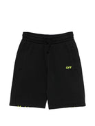 Shorts per bambino Off-White Kids neri con logo sul davanti 44BCI001S26F002 001 OFF WHITE KIDS 