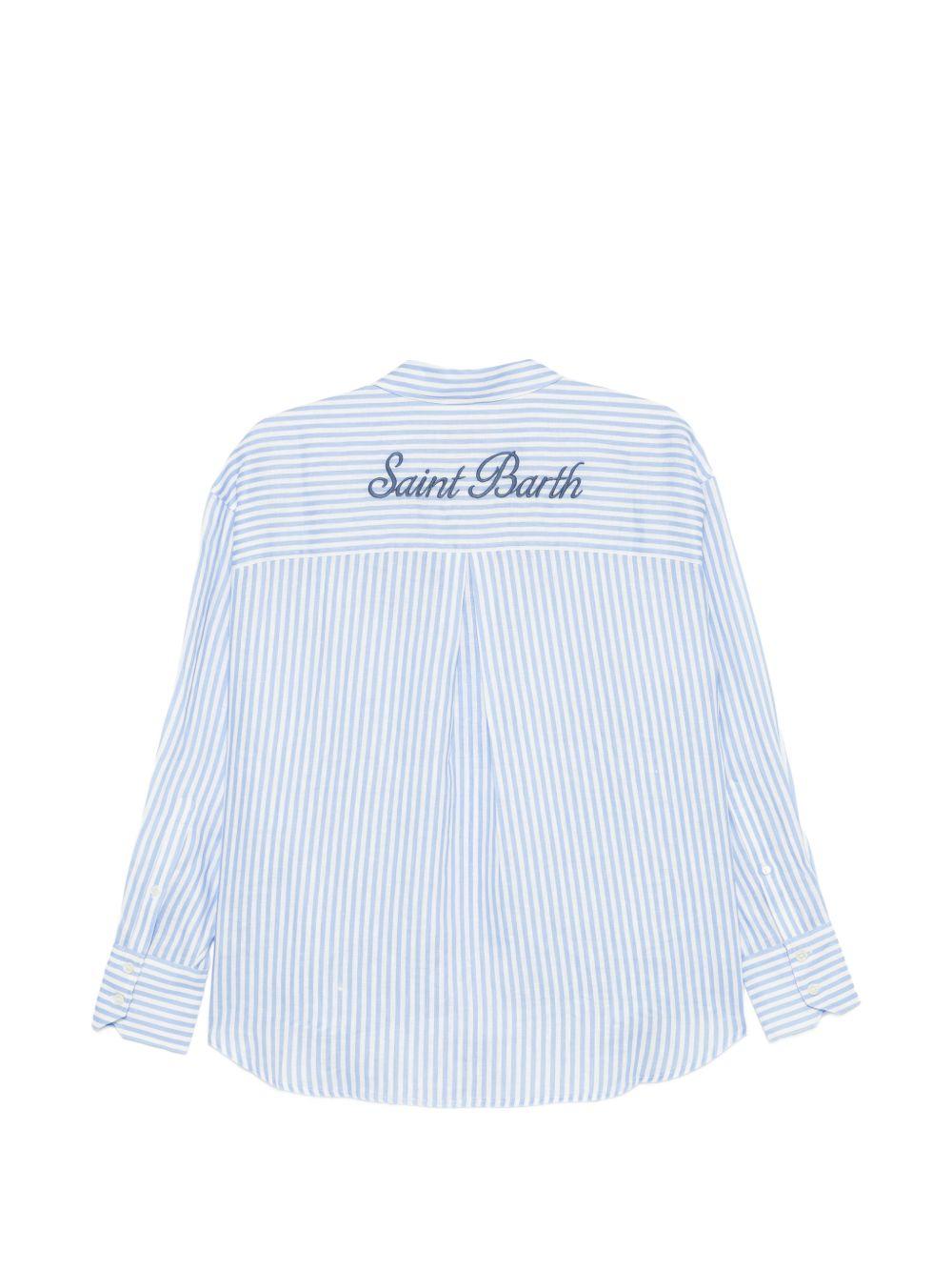 Camicia da donna MC2 Saint Barth azzurro con motivo a righe verticali CYS0001 07571L MC2 ST. BARTH 
