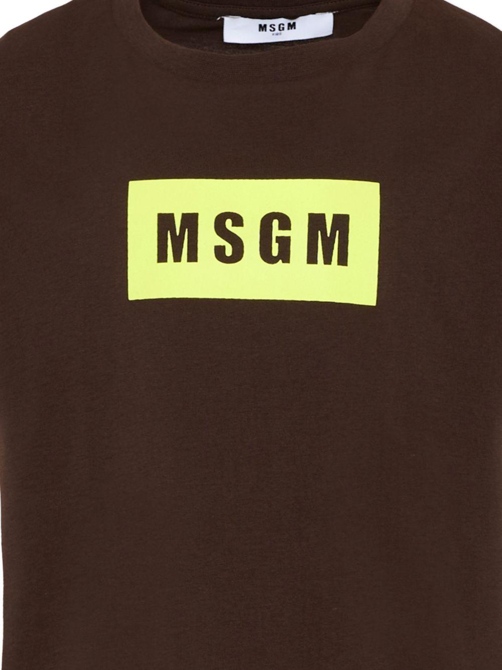 T-shirt per bambino MSGM Kids marrone con stampa logo S6MSJUTH005 943 MSGM KIDS 