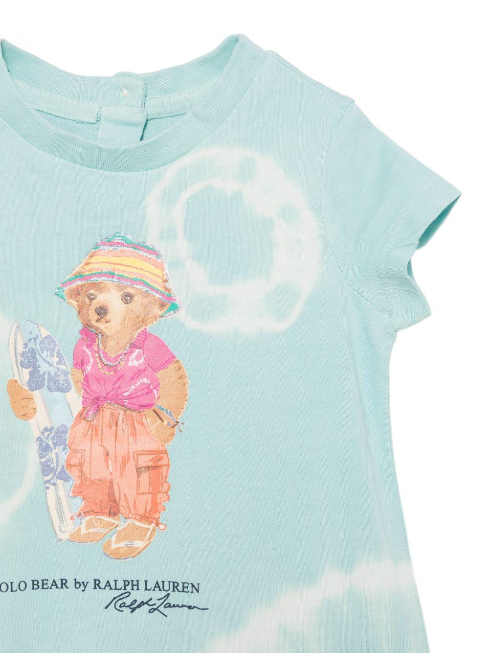 Abito per neonata Polo Ralph Lauren Kids azzurro con stampa Polo bear 310B14166 001 Ralph Lauren kids 