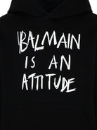 Felpa per bambino Balmain Kids nera con stampa slogan BZ4H00 Z3183 930BC BALMAIN KIDS 