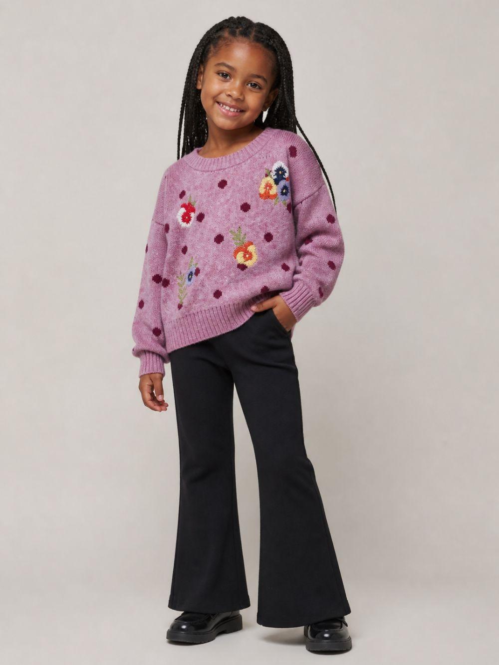 Maglione per bambina Monnalisa Kids rosa con ricamo a fiori 19H604 8061 0063 MONNALISA KIDS 